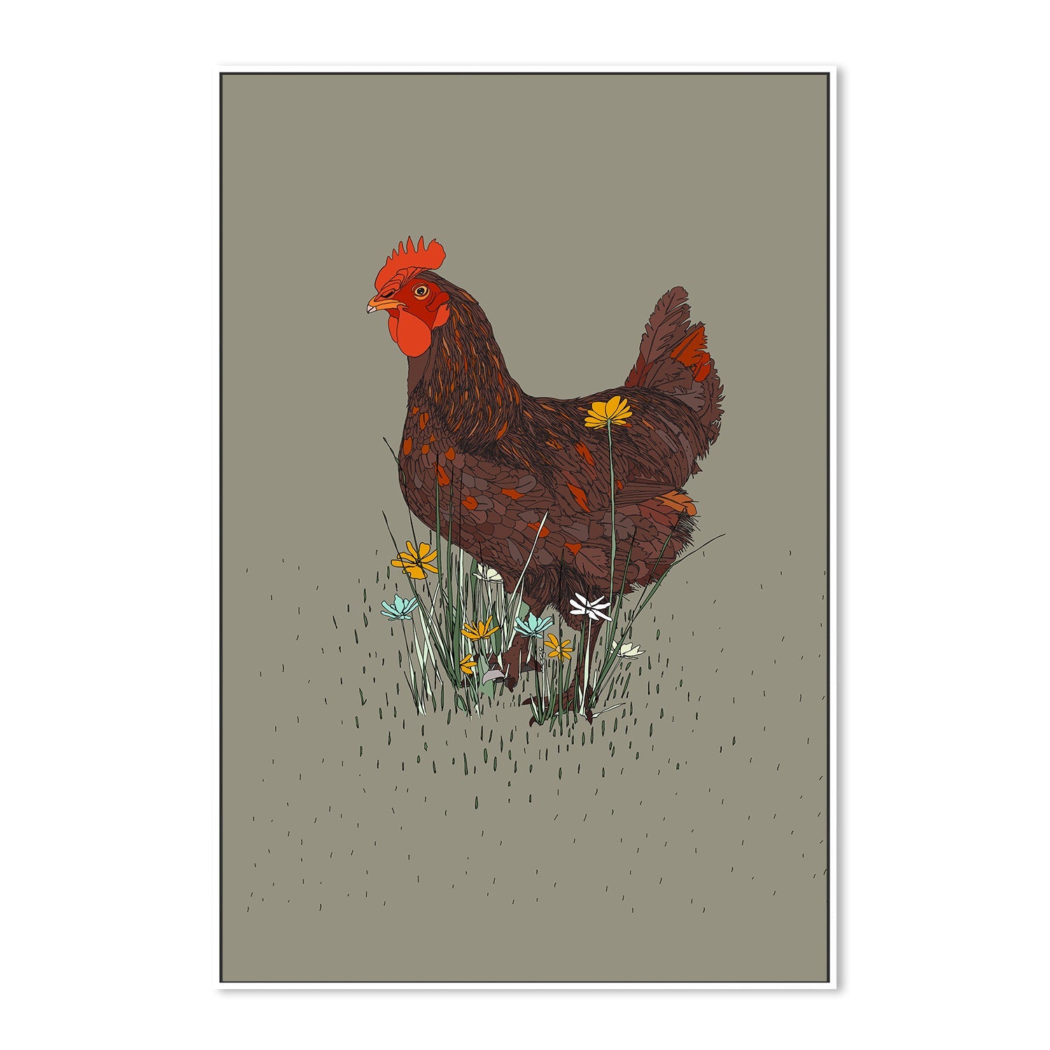 wall-art-print-canvas-poster-framed-Rooster in the Meadow-5