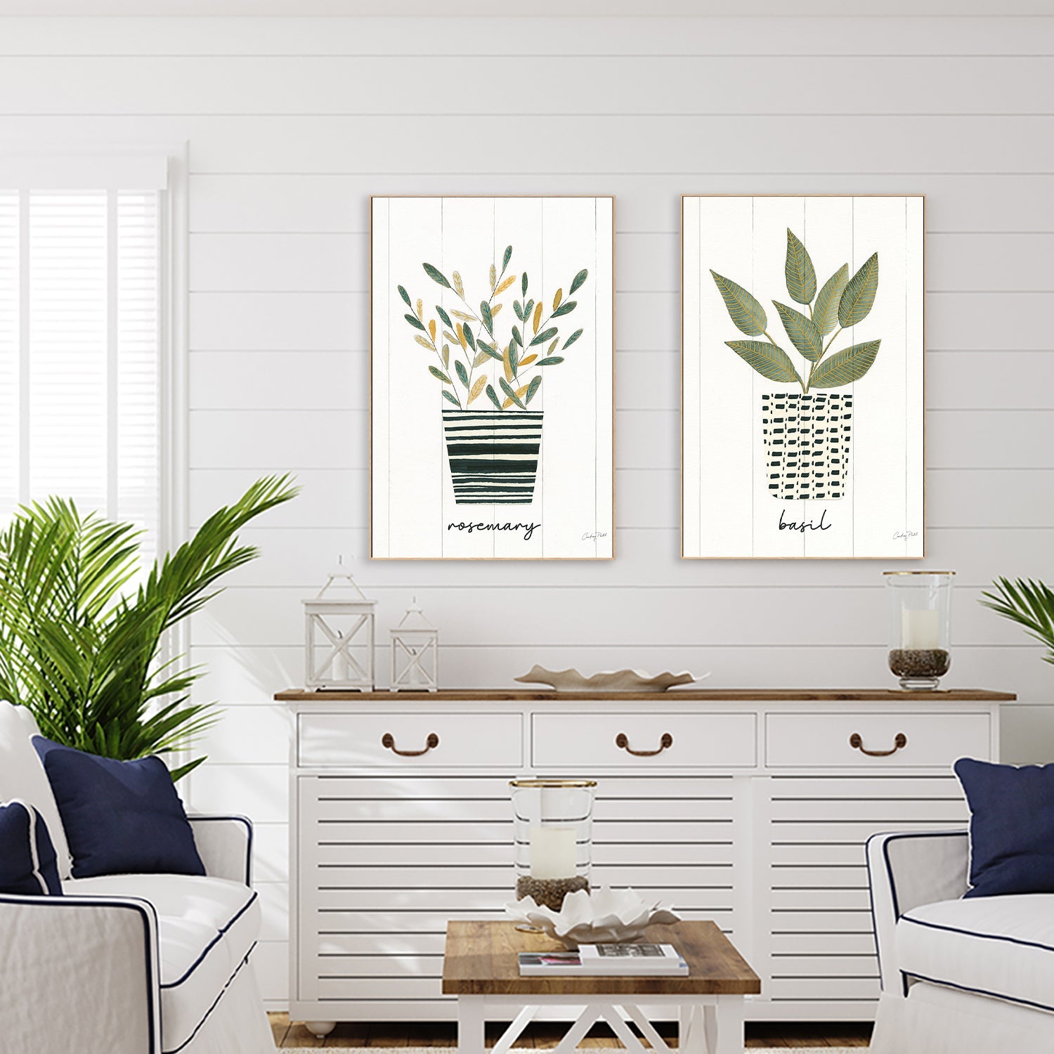 wall-art-print-canvas-poster-framed-Rosemary Herb Garden Style A & Basil Herb Garden Style B, Set Of 2 , By Courtney Prahl-7