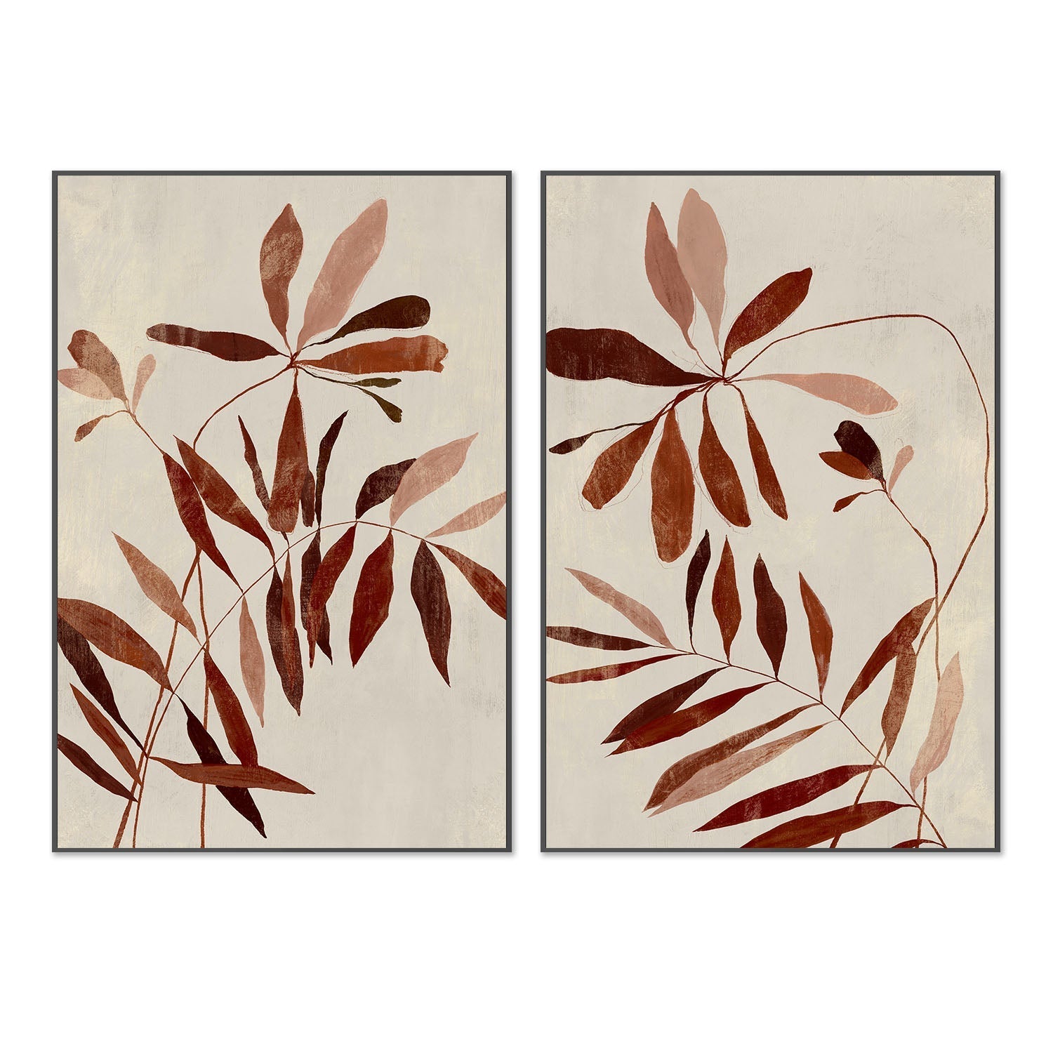 wall-art-print-canvas-poster-framed-Rust, Style A & B, Set Of 2 , By Aria K-3