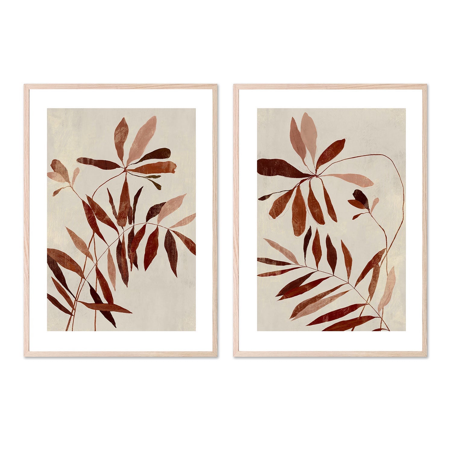 wall-art-print-canvas-poster-framed-Rust, Style A & B, Set Of 2 , By Aria K-6