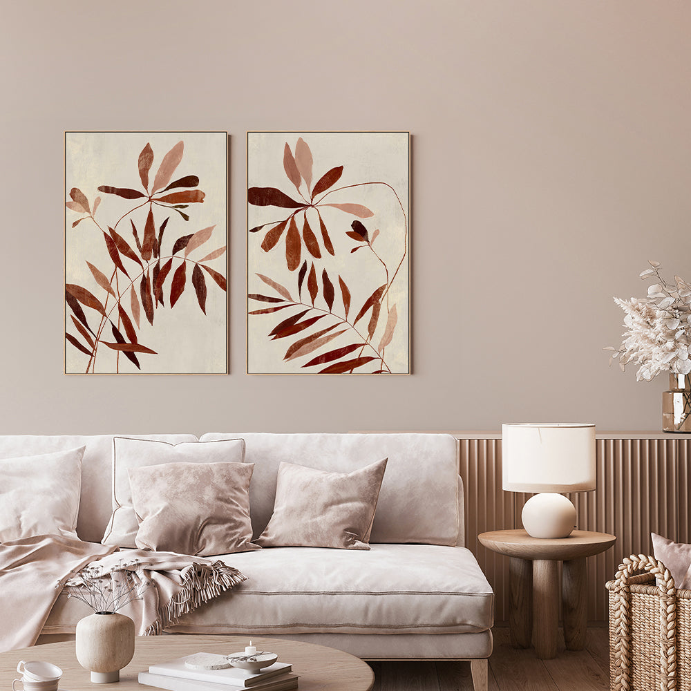 wall-art-print-canvas-poster-framed-Rust, Style A & B, Set Of 2 , By Aria K-7