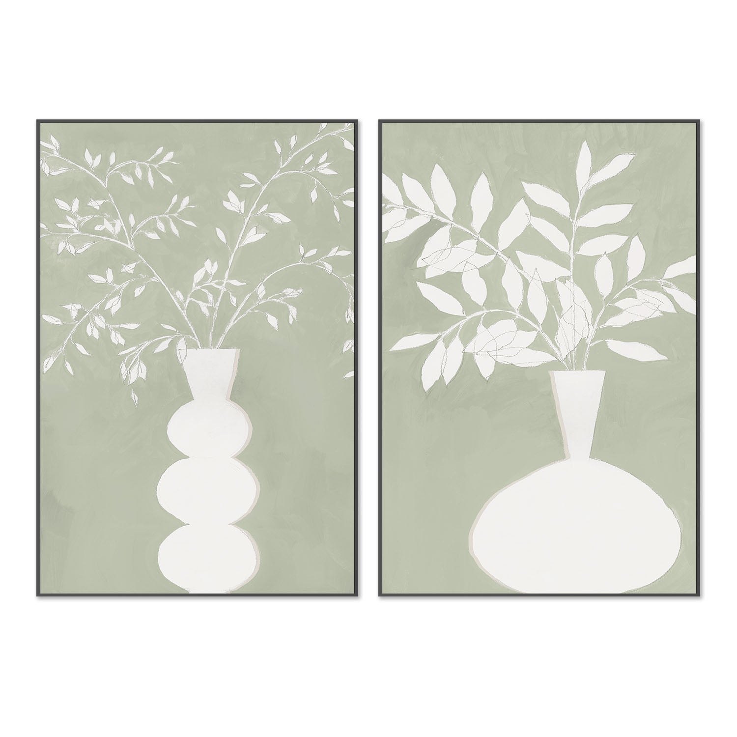 wall-art-print-canvas-poster-framed-Sage Vase, Style A & B, Set Of 2 , By Aria K-3