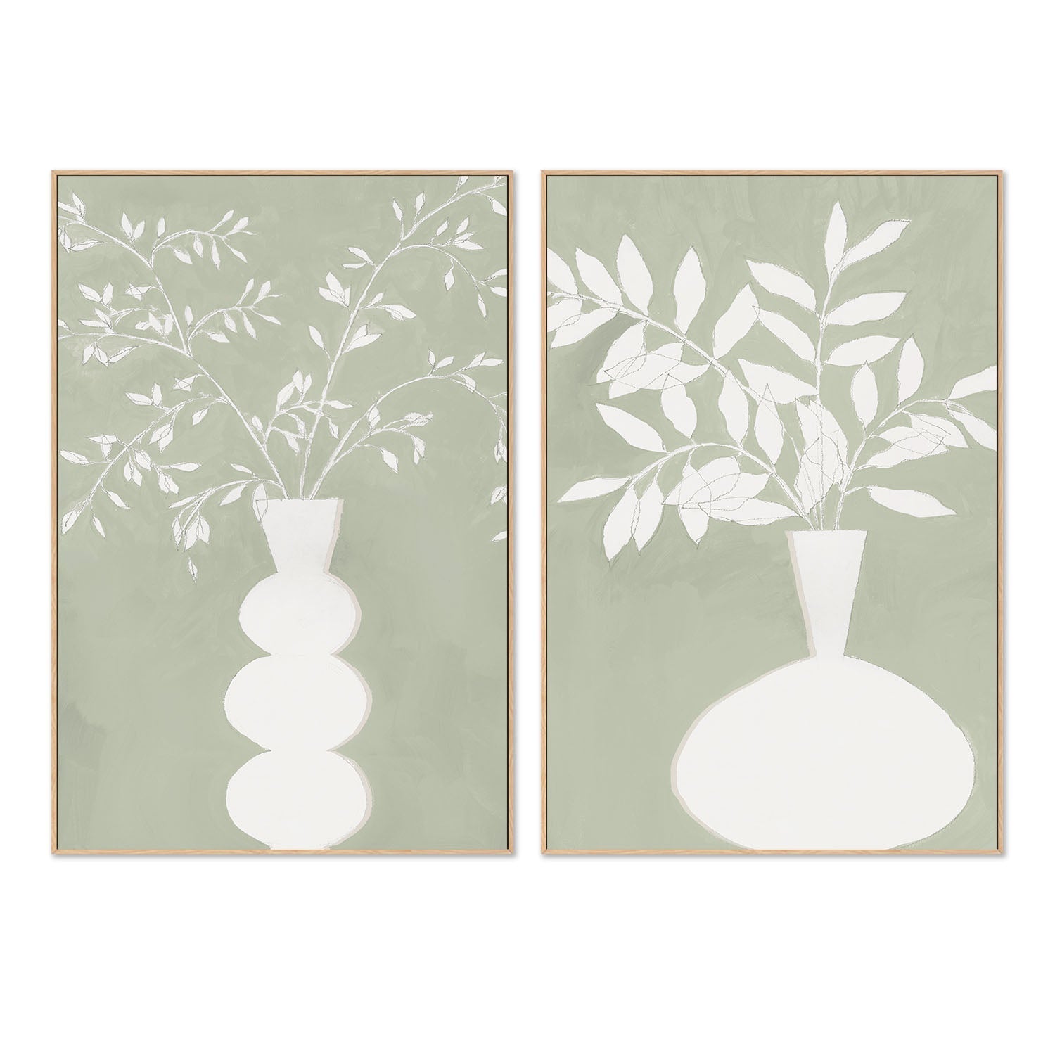 wall-art-print-canvas-poster-framed-Sage Vase, Style A & B, Set Of 2 , By Aria K-4