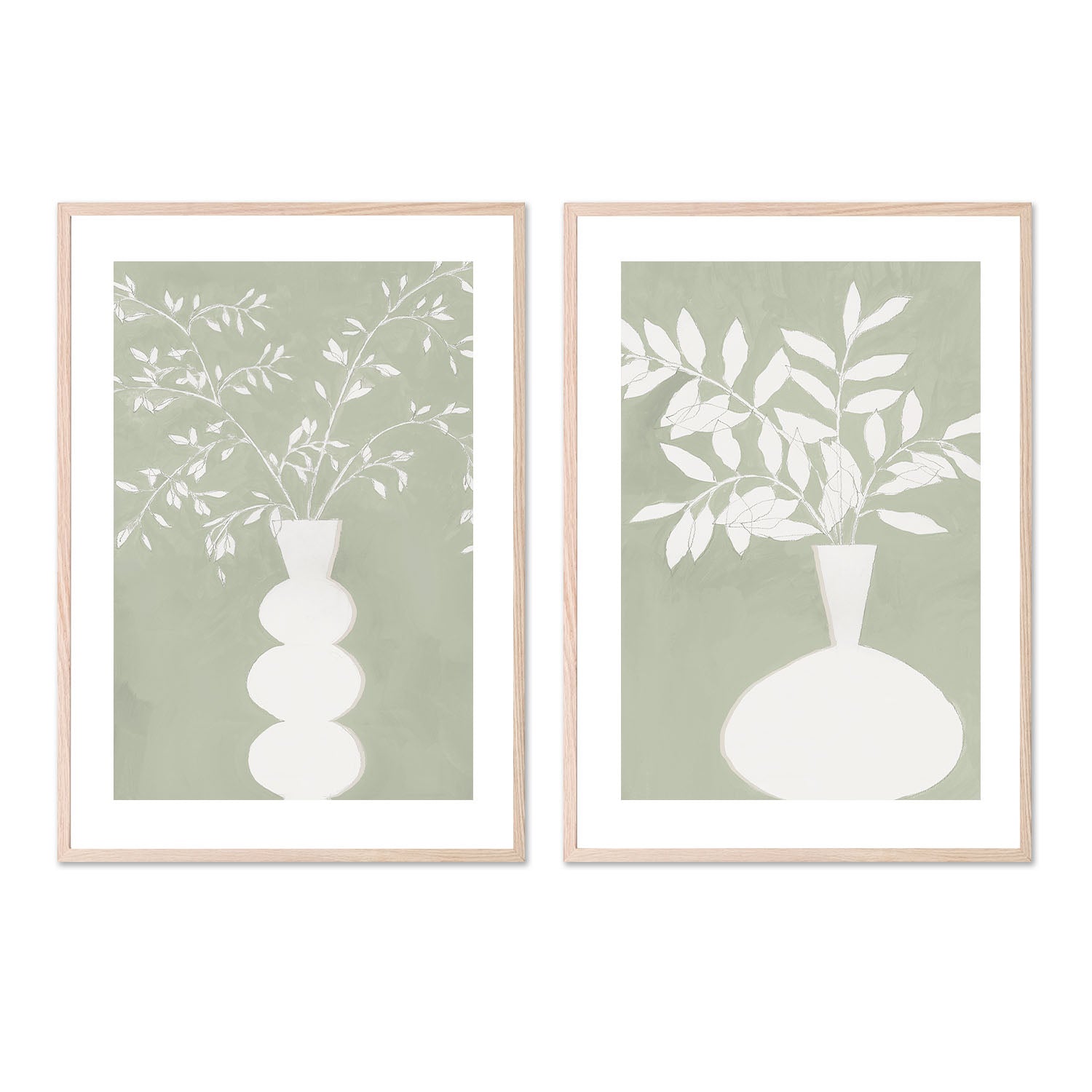 wall-art-print-canvas-poster-framed-Sage Vase, Style A & B, Set Of 2 , By Aria K-6