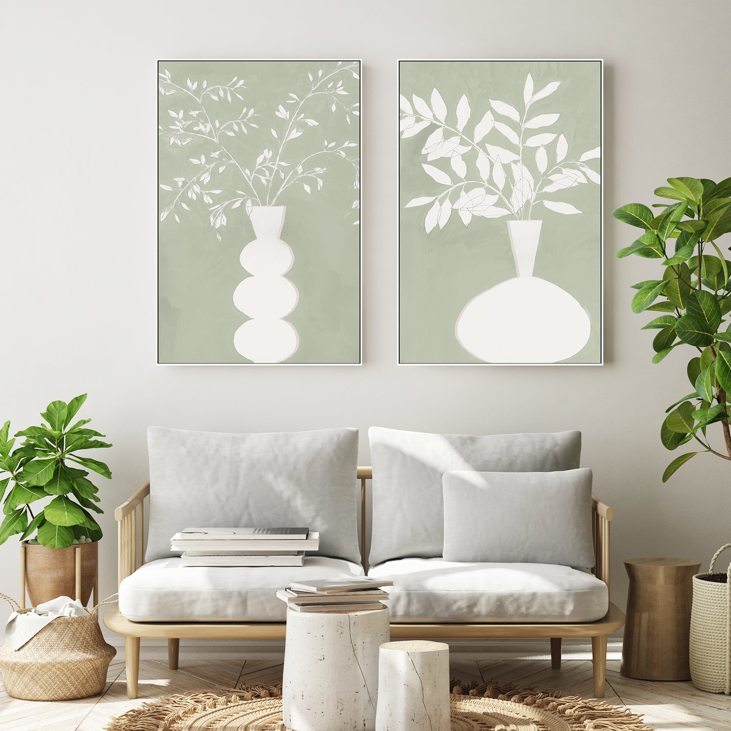 wall-art-print-canvas-poster-framed-Sage Vase, Style A & B, Set Of 2 , By Aria K-7