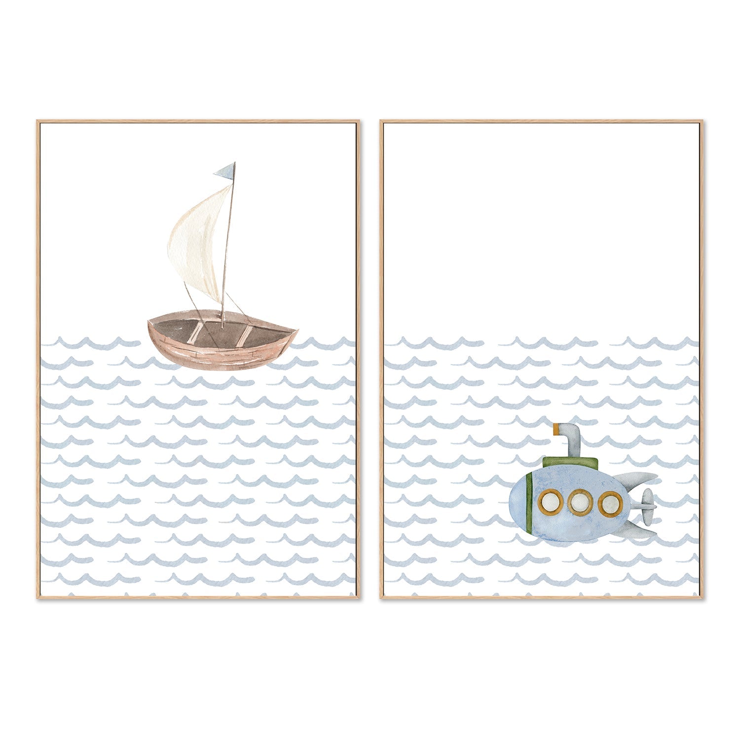 wall-art-print-canvas-poster-framed-Sailboat, Submarine , By At Viv Home Prints-4