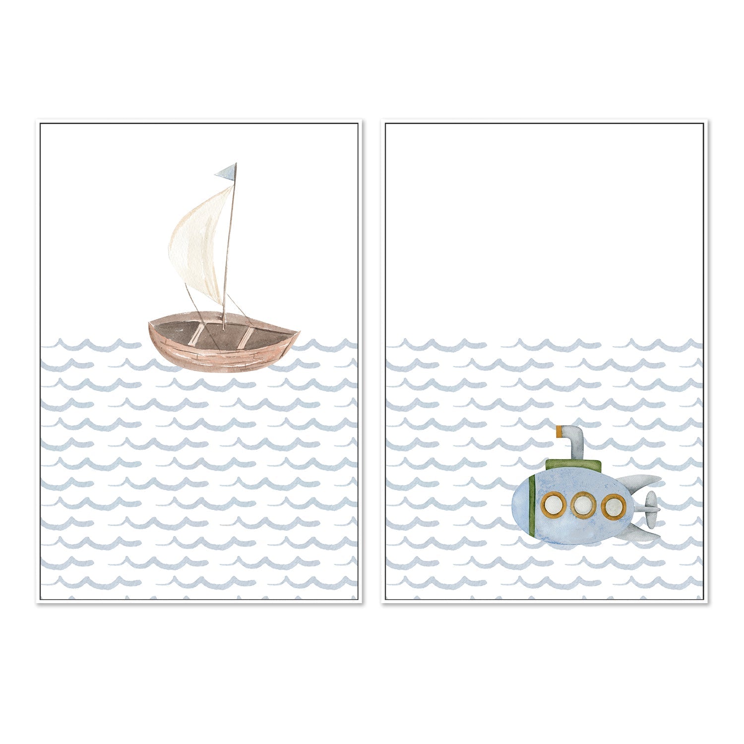 wall-art-print-canvas-poster-framed-Sailboat, Submarine , By At Viv Home Prints-5
