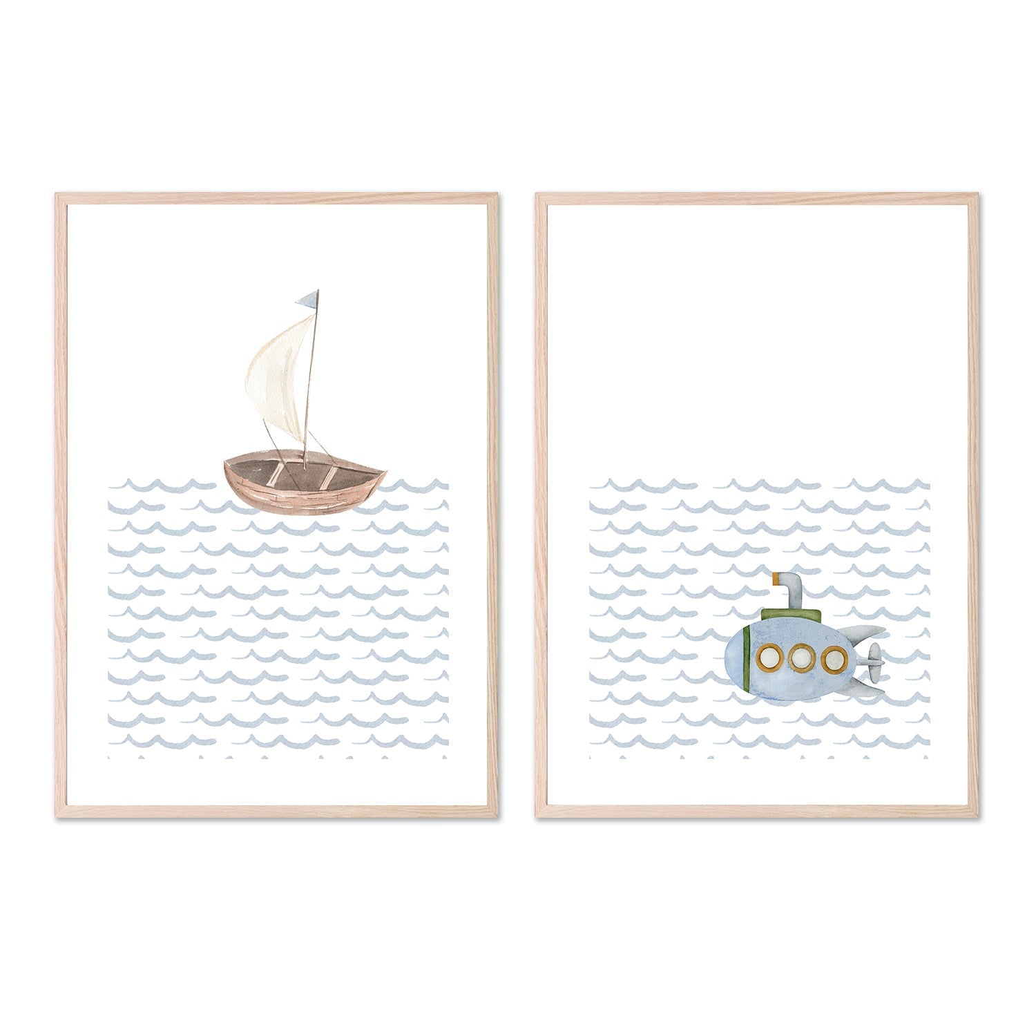 wall-art-print-canvas-poster-framed-Sailboat, Submarine , By At Viv Home Prints-6