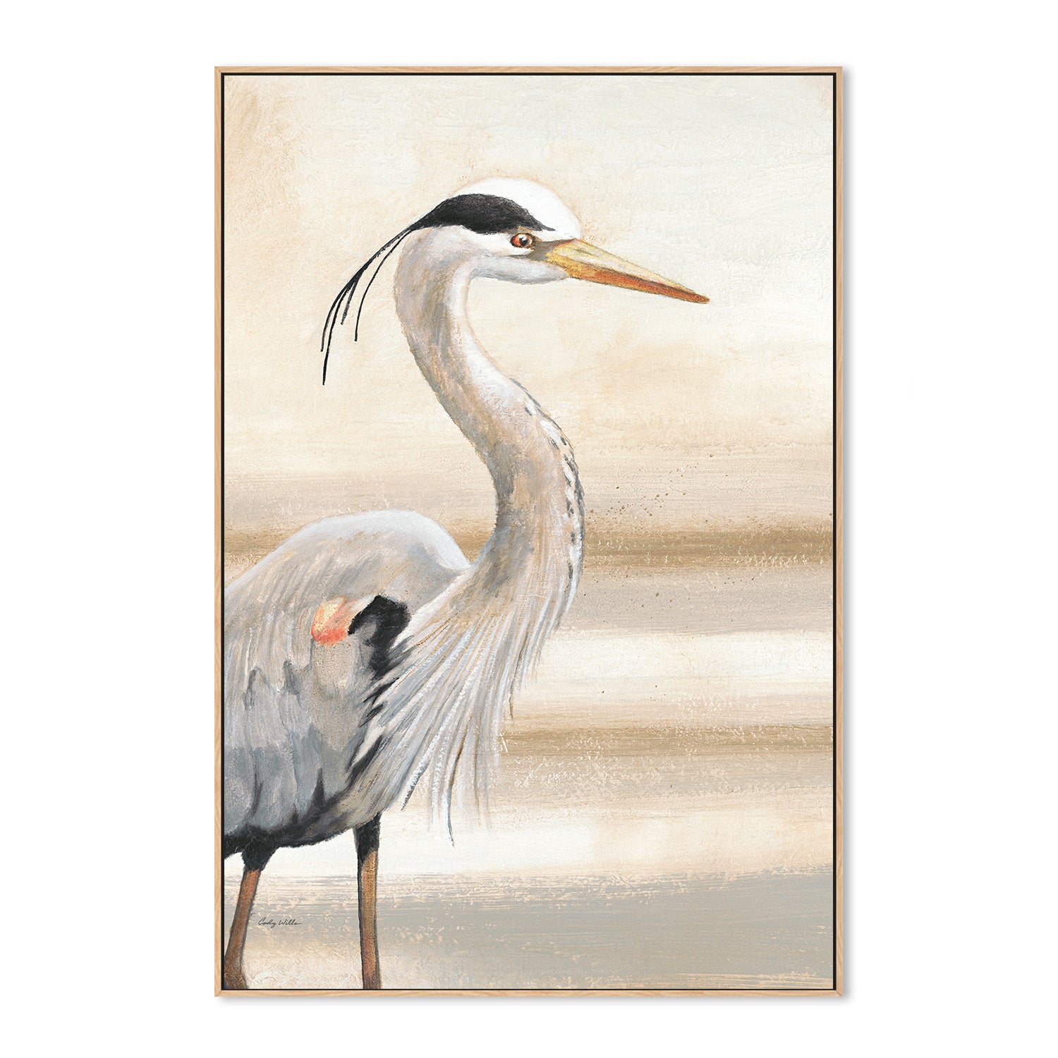 wall-art-print-canvas-poster-framed-Sandy Beach Heron, Style A-4