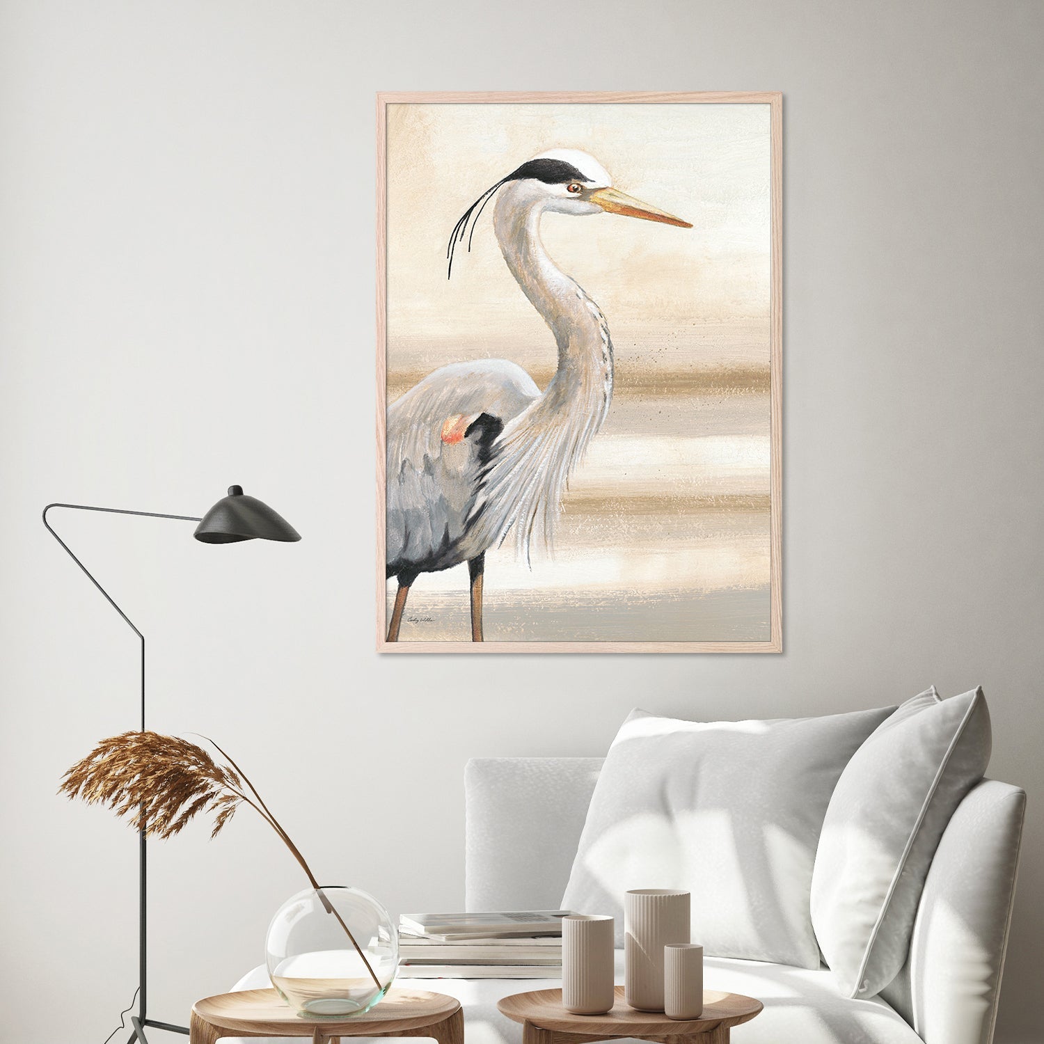 wall-art-print-canvas-poster-framed-Sandy Beach Heron, Style A-8