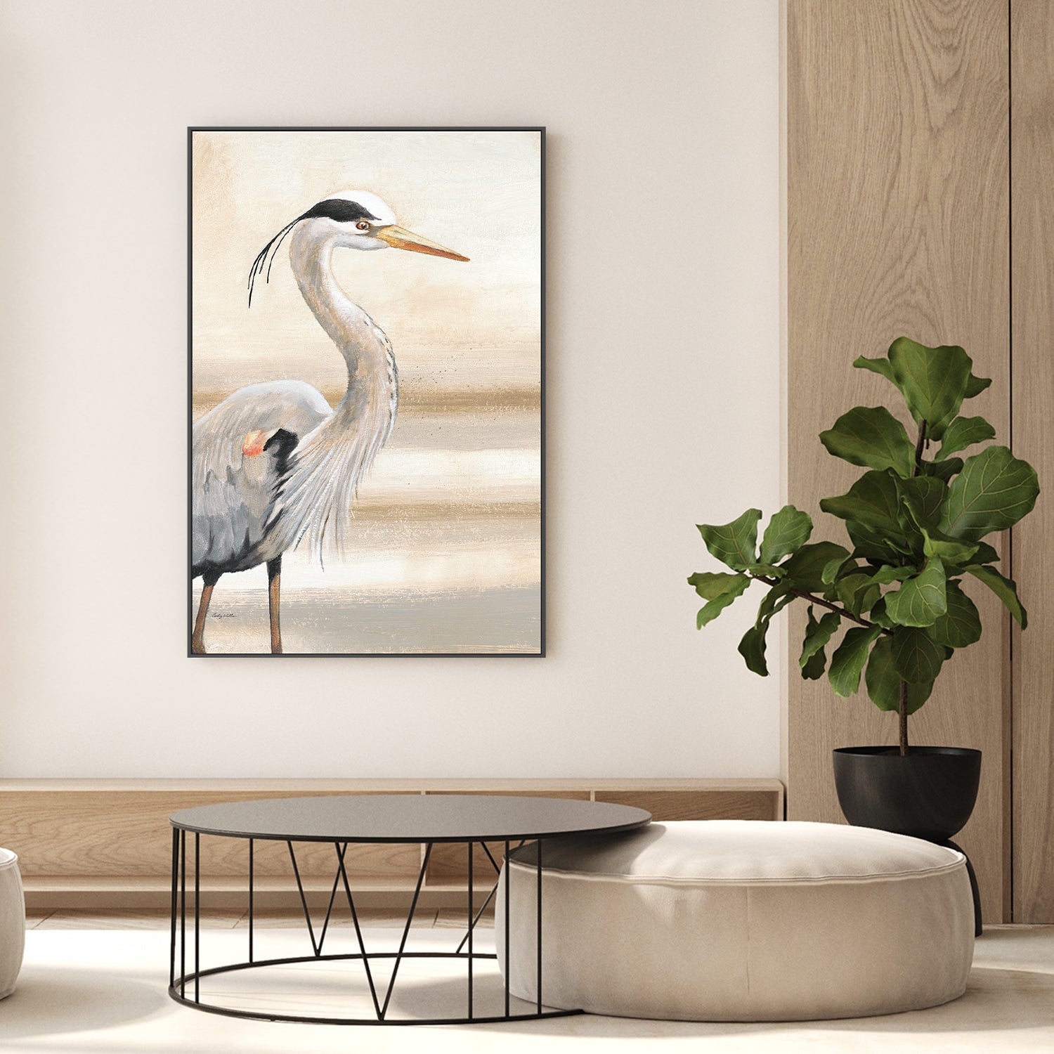 wall-art-print-canvas-poster-framed-Sandy Beach Heron, Style A-9