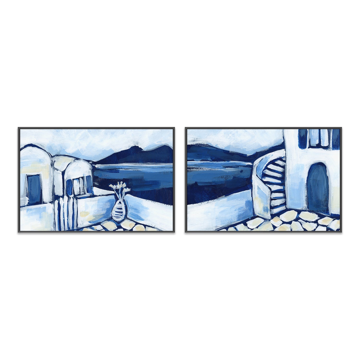 wall-art-print-canvas-poster-framed-Santorini Views , Style A & B, Set Of 2 , By Jetty Home-3
