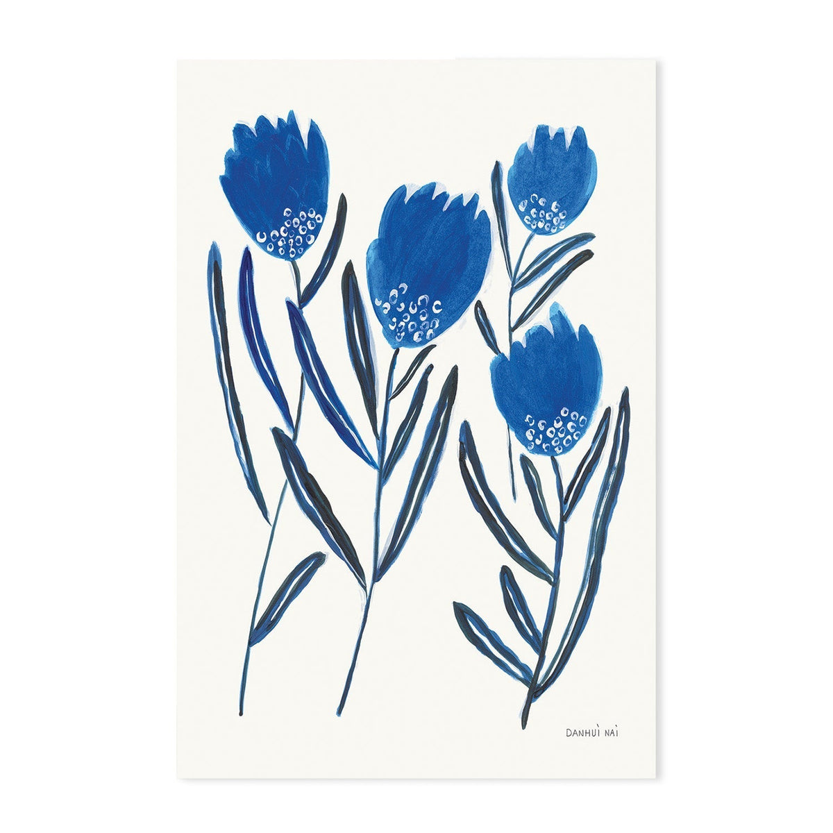 wall-art-print-canvas-poster-framed-Saphire Blue Flowers, Style A & B, Set Of 2 , By Danhui Nai-GIOIA-WALL-ART