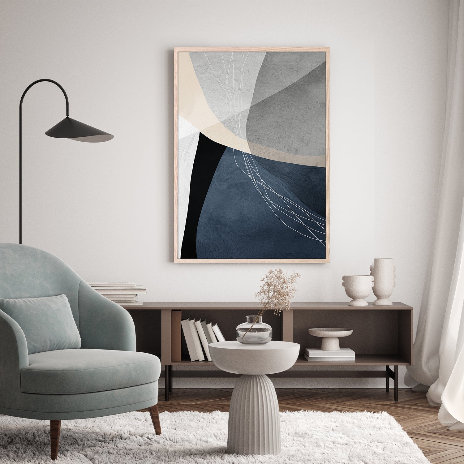 wall-art-print-canvas-poster-framed-Sapphire Elegance, Style A-8