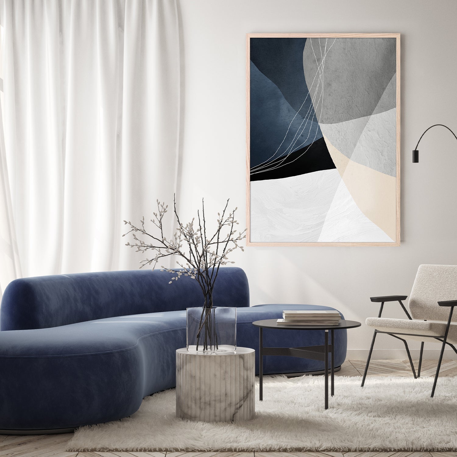 wall-art-print-canvas-poster-framed-Sapphire Elegance, Style B-8