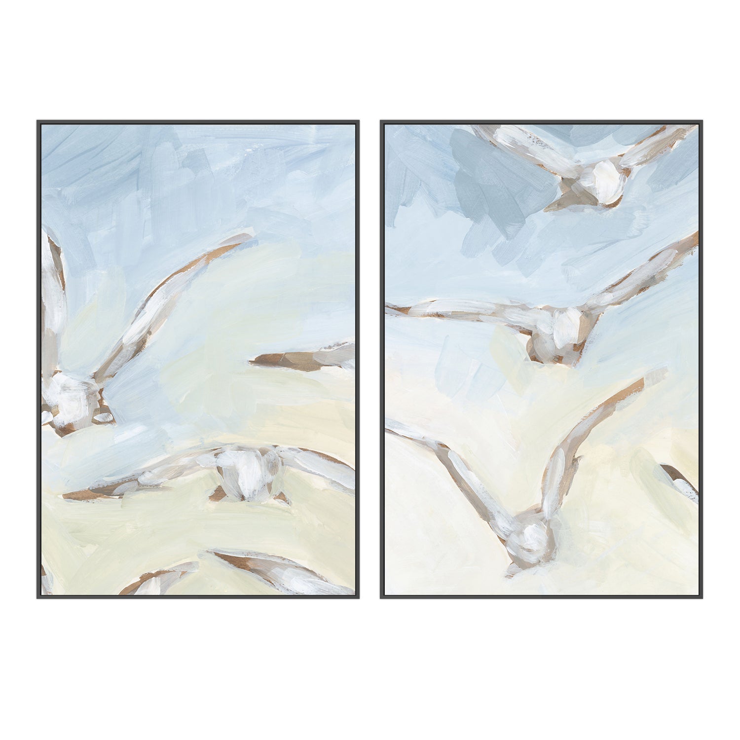 wall-art-print-canvas-poster-framed-Seagulls In The Haze , Style A & B , Set Of 2 , By Jetty Home-3