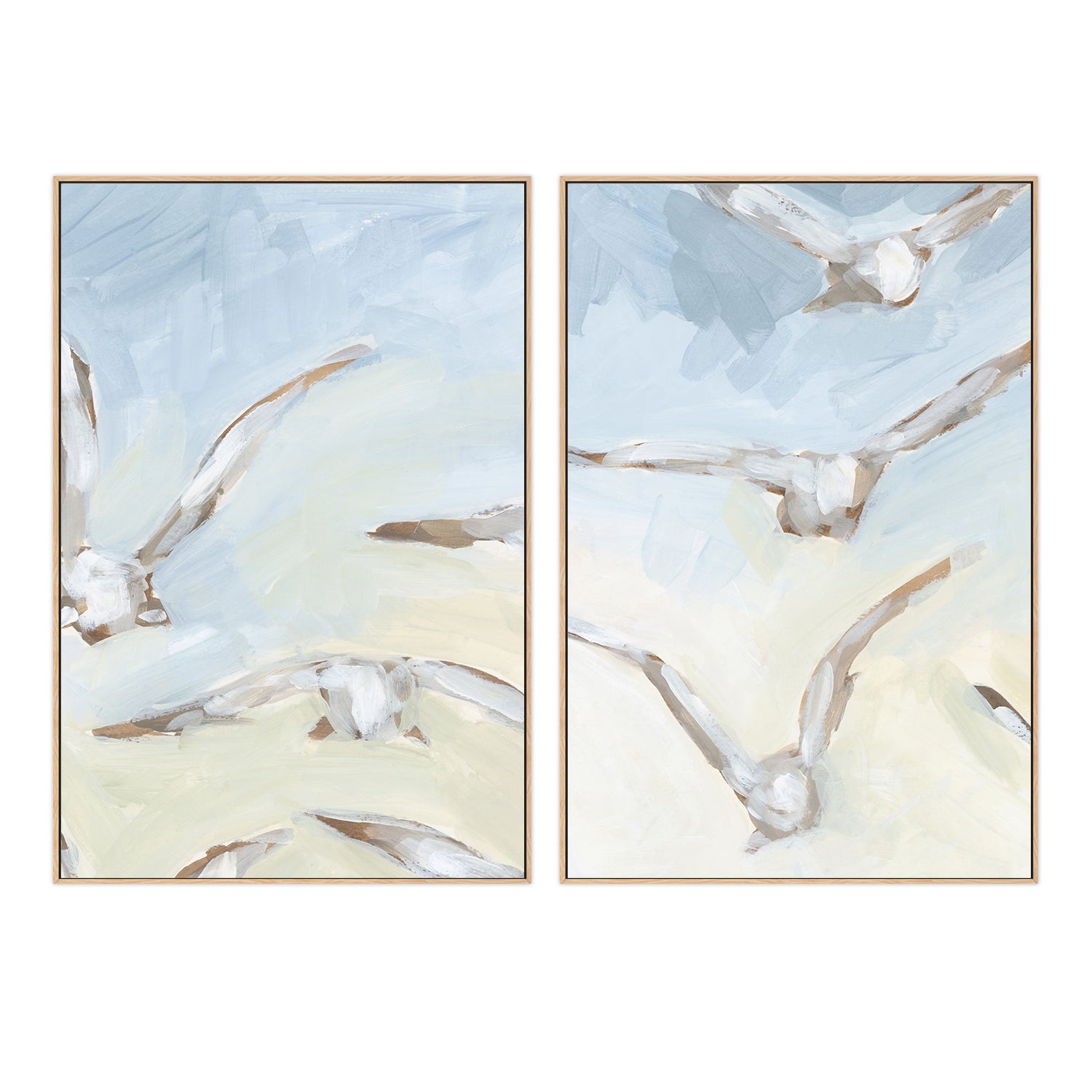 wall-art-print-canvas-poster-framed-Seagulls In The Haze , Style A & B , Set Of 2 , By Jetty Home-4