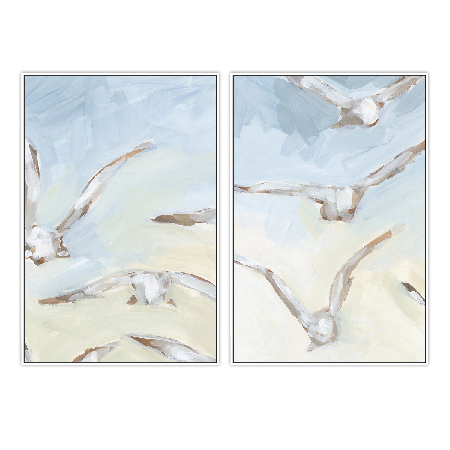 wall-art-print-canvas-poster-framed-Seagulls In The Haze , Style A & B , Set Of 2 , By Jetty Home-5
