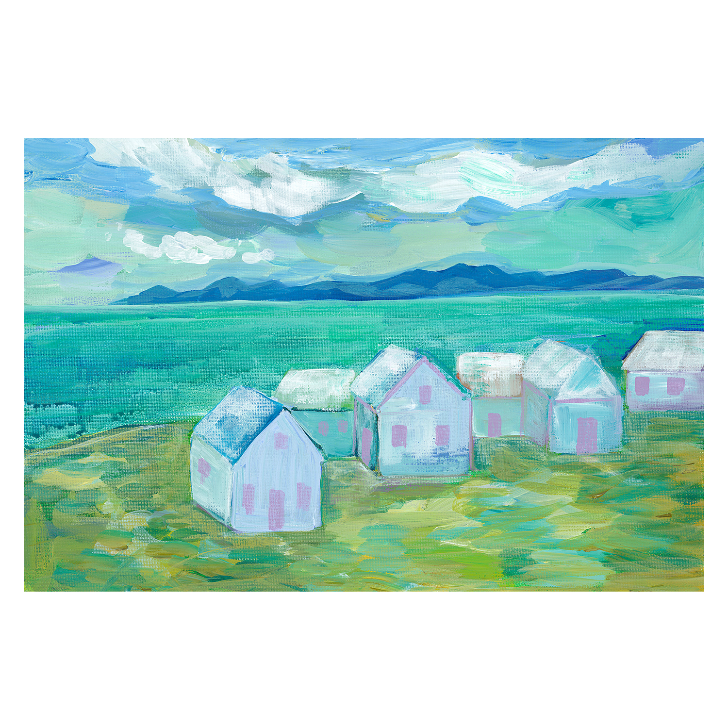 wall-art-print-canvas-poster-framed-Seaside Village, Style B , By CJ Swanson-1