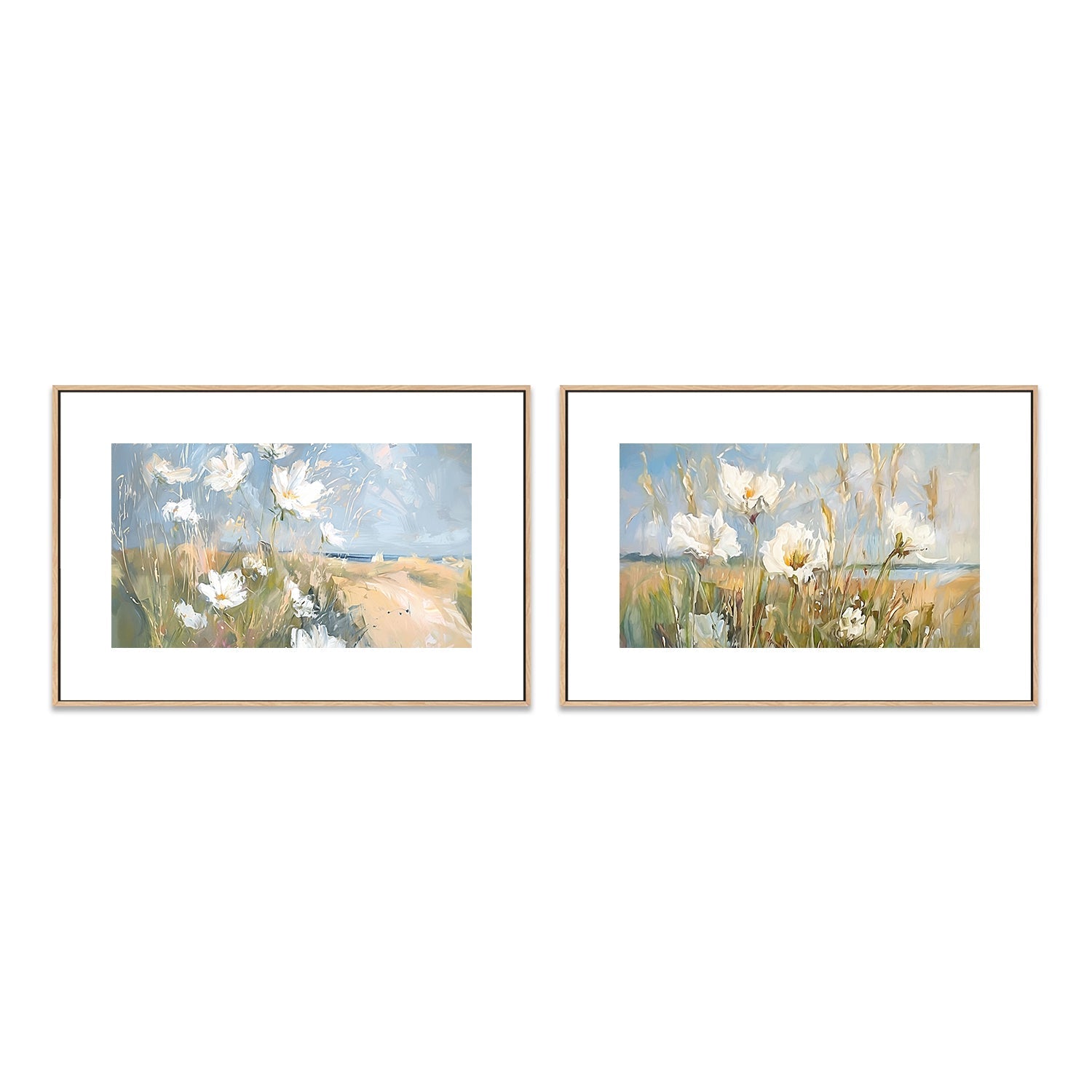 wall-art-print-canvas-poster-framed-Seaside Wildflowers , Style A & B, Set Of 2 , By Accent Art Studio-6