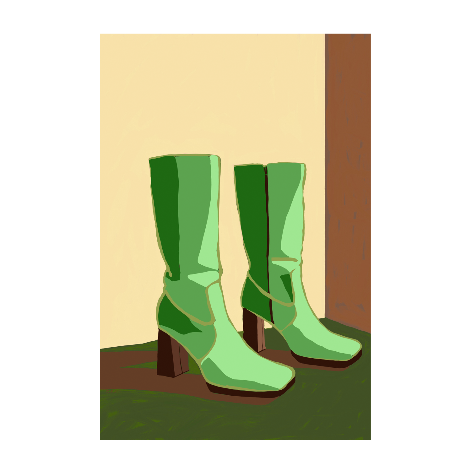 wall-art-print-canvas-poster-framed-Sharp Green Boots , By Sharyn Bursic-1