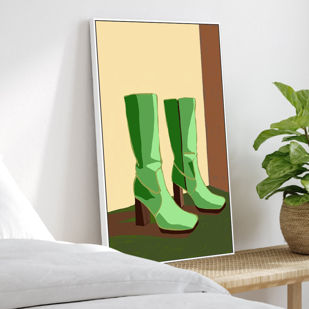 wall-art-print-canvas-poster-framed-Sharp Green Boots , By Sharyn Bursic-2