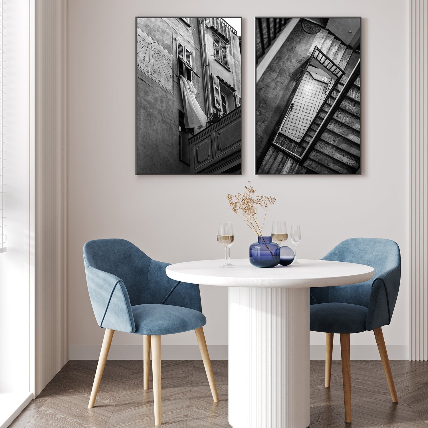 wall-art-print-canvas-poster-framed-Sheets and Staircase, Set Of 2-by-Jovani Demetrie-Gioia Wall Art