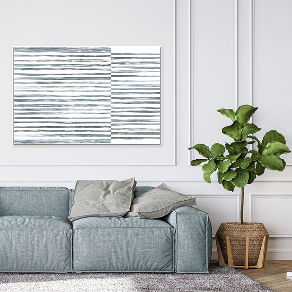 wall-art-print-canvas-poster-framed-Shibori Stripes, Sea Green, Style A-by-Dear Musketeer Studio-Gioia Wall Art