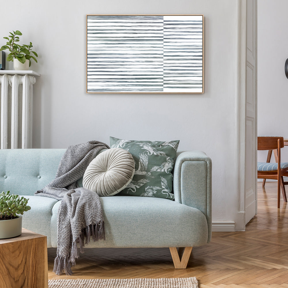 wall-art-print-canvas-poster-framed-Shibori Stripes, Sea Green, Style A-by-Dear Musketeer Studio-Gioia Wall Art