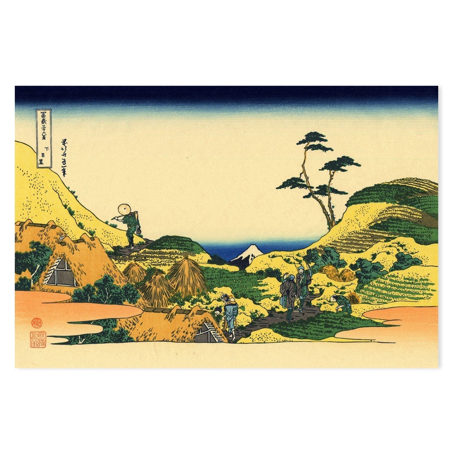 wall-art-print-canvas-poster-framed-Shimomeguro-by-Katsushika Hokusai-Gioia Wall Art
