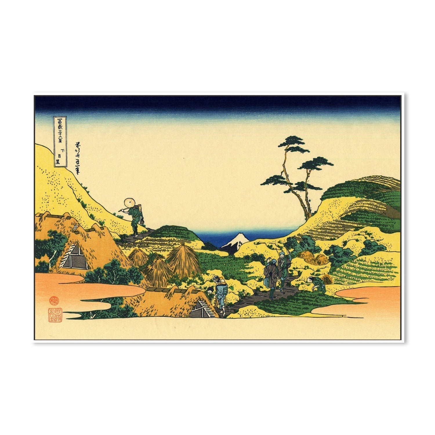 wall-art-print-canvas-poster-framed-Shimomeguro-by-Katsushika Hokusai-Gioia Wall Art