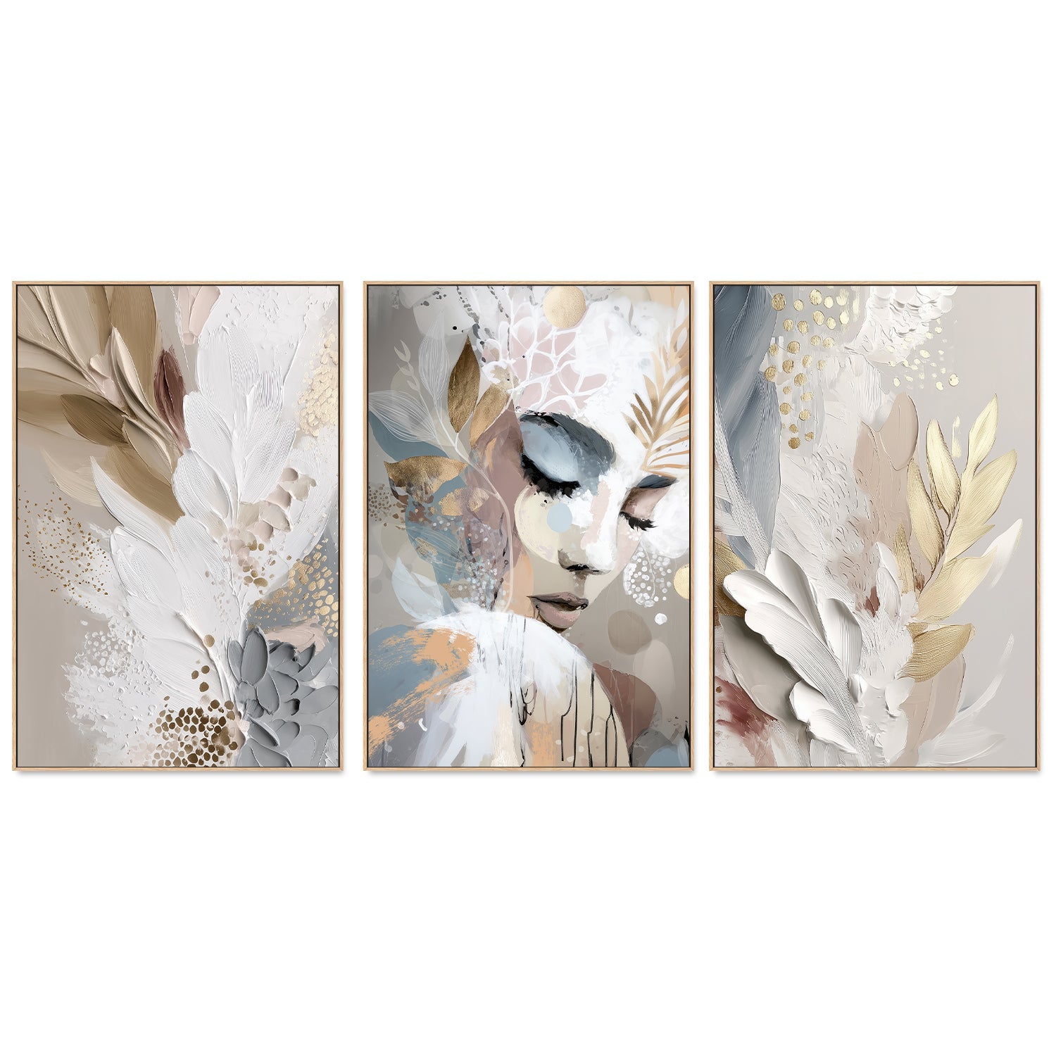 wall-art-print-canvas-poster-framed-Shy, Set Of 3-4