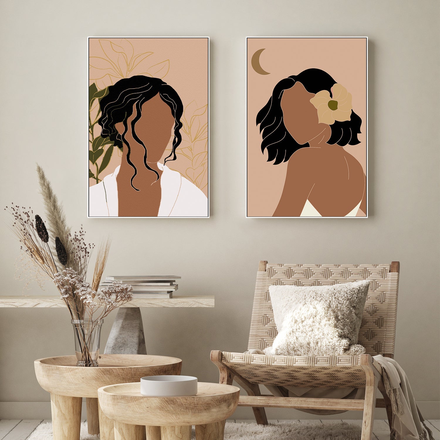 wall-art-print-canvas-poster-framed-Simple Woman Tropical Portrait & Hawaiian Simple Woman Portrait, Set Of 2-7