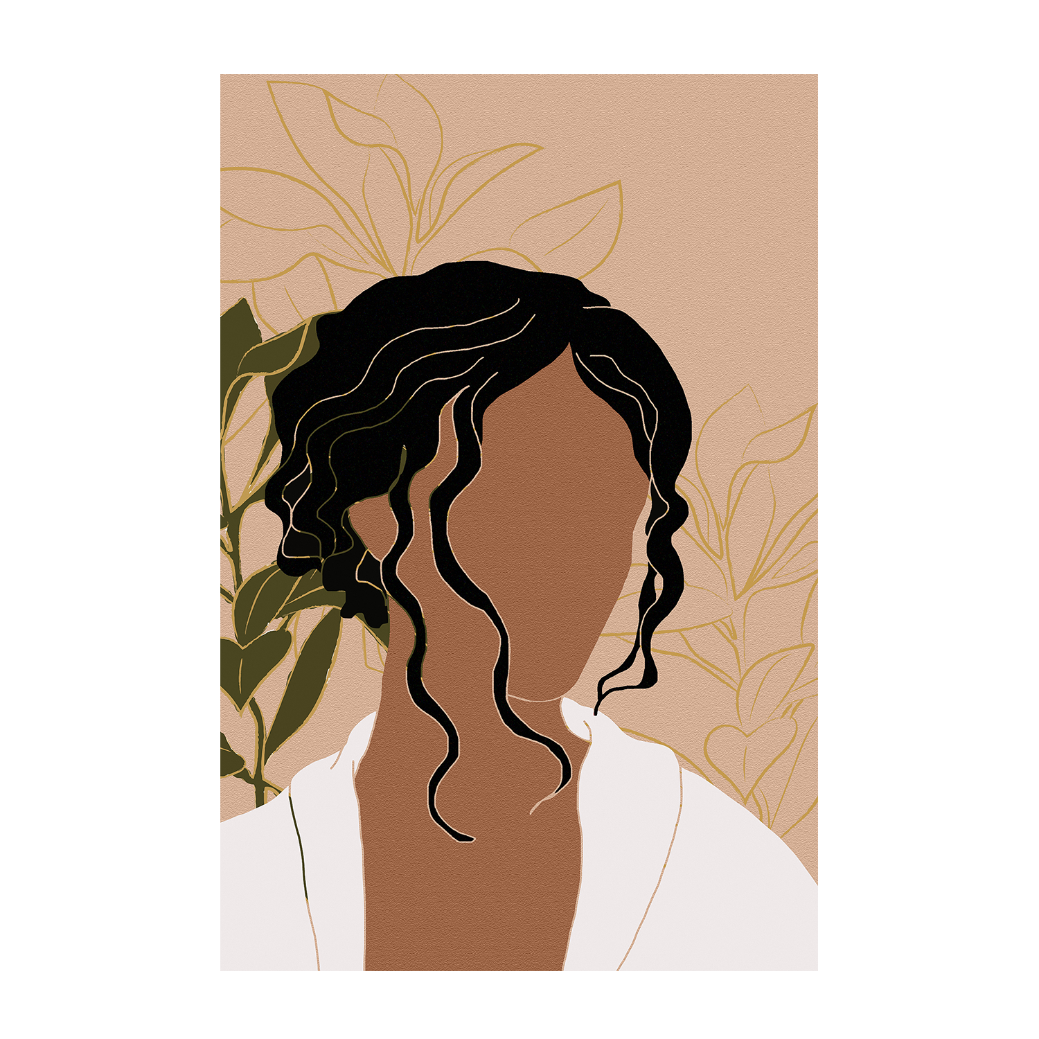 wall-art-print-canvas-poster-framed-Simple Woman Tropical Portrait & Hawaiian Simple Woman Portrait, Set Of 2-8