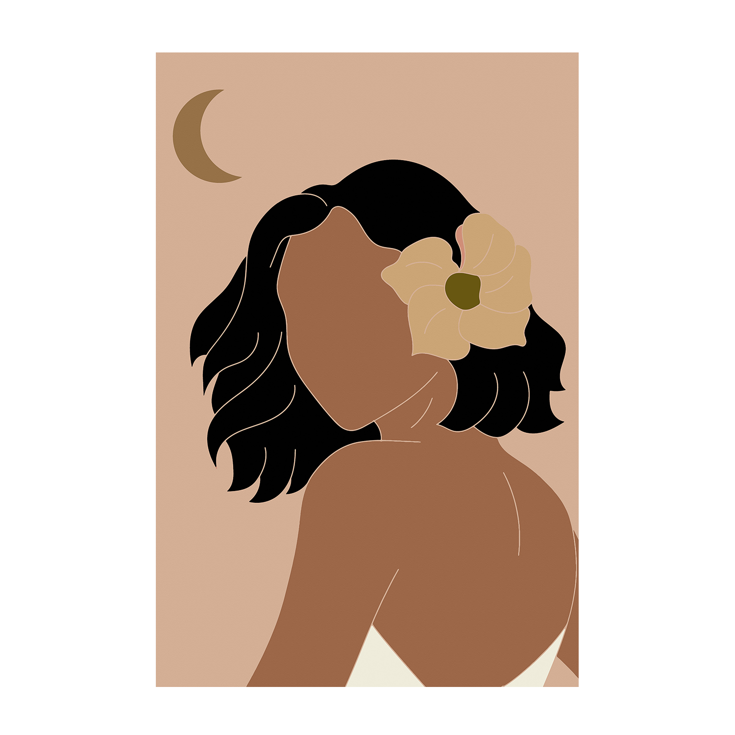 wall-art-print-canvas-poster-framed-Simple Woman Tropical Portrait & Hawaiian Simple Woman Portrait, Set Of 2-9