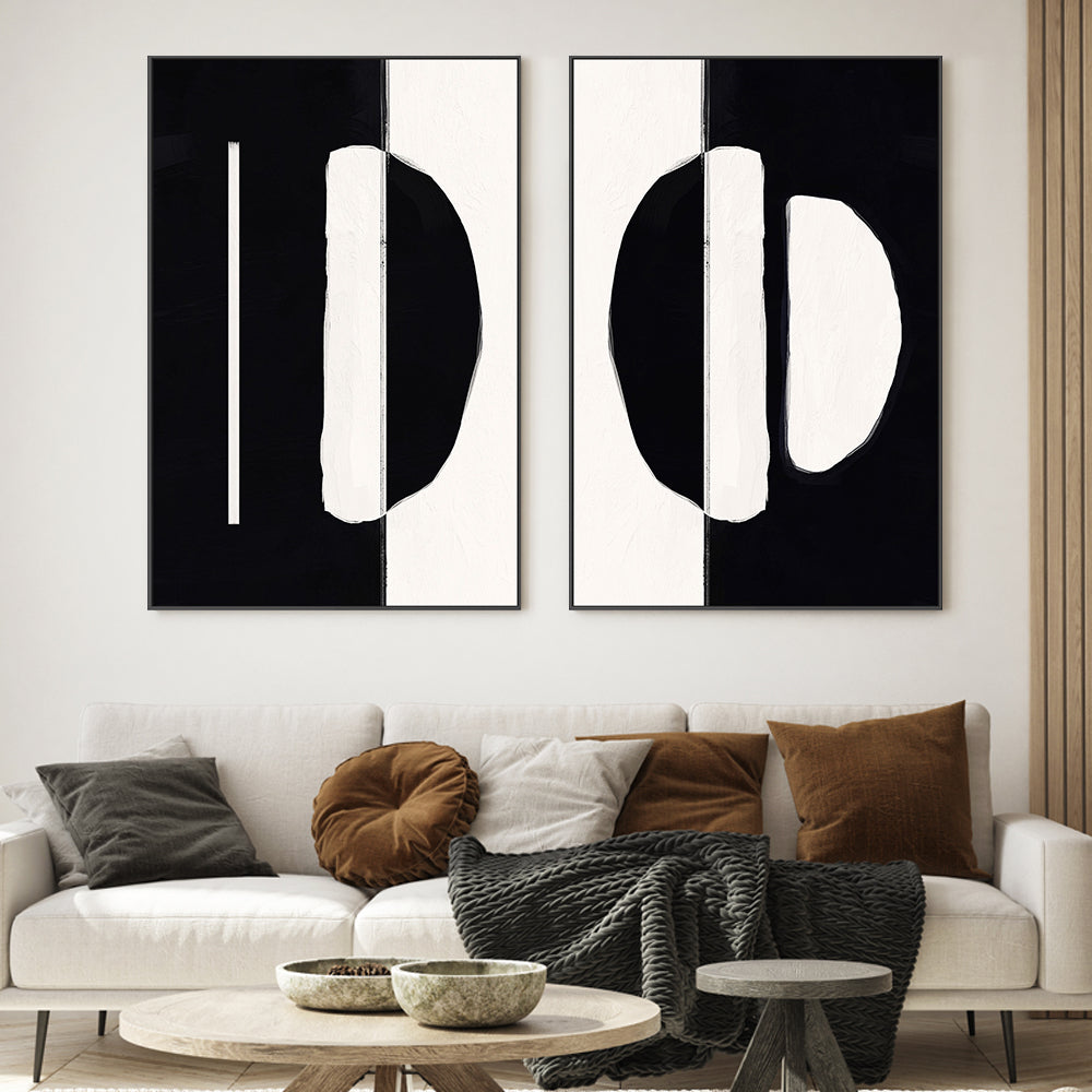 wall-art-print-canvas-poster-framed-Simplistic Noir, Style A & B, Set of 2 , By Nina Blue-2