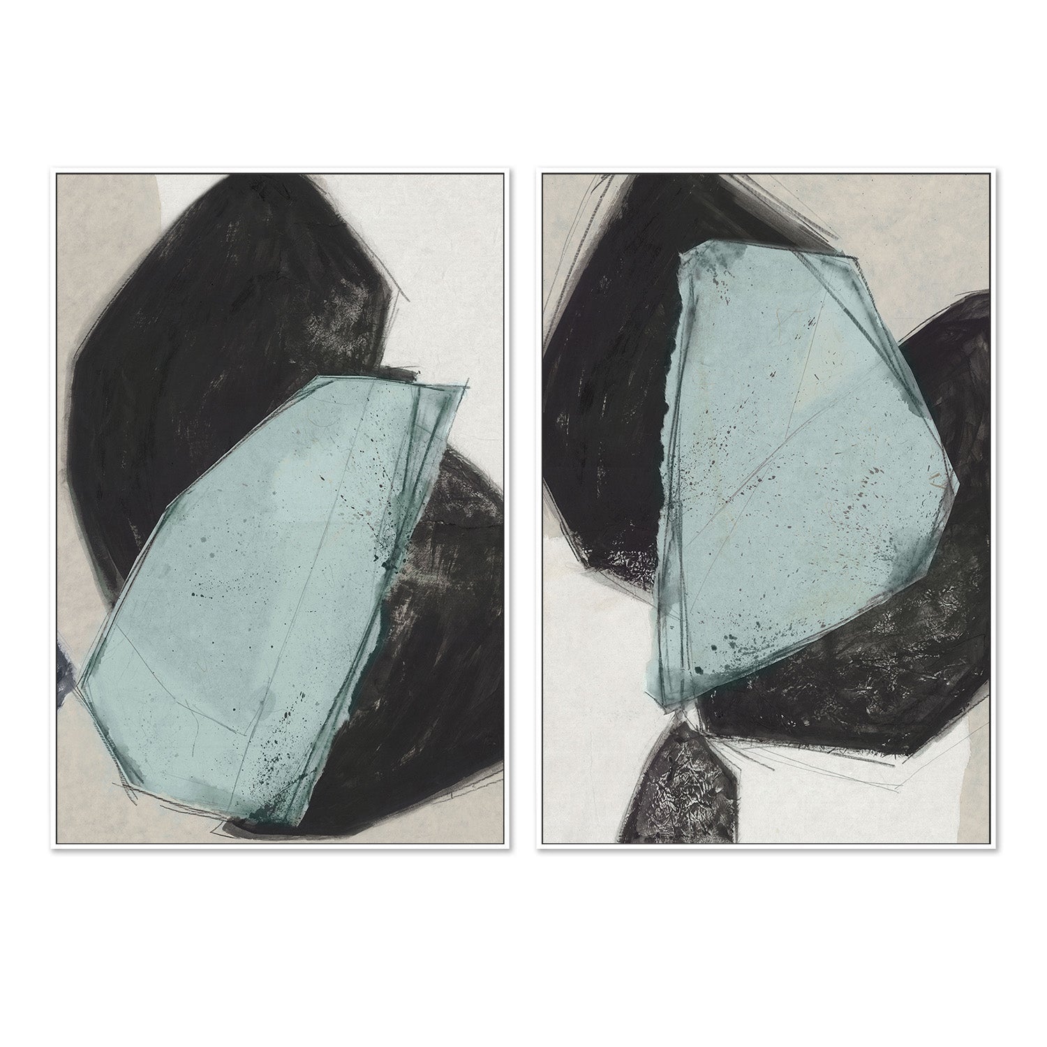 wall-art-print-canvas-poster-framed-Simply Shapes, Style A & B, Set Of 2-5