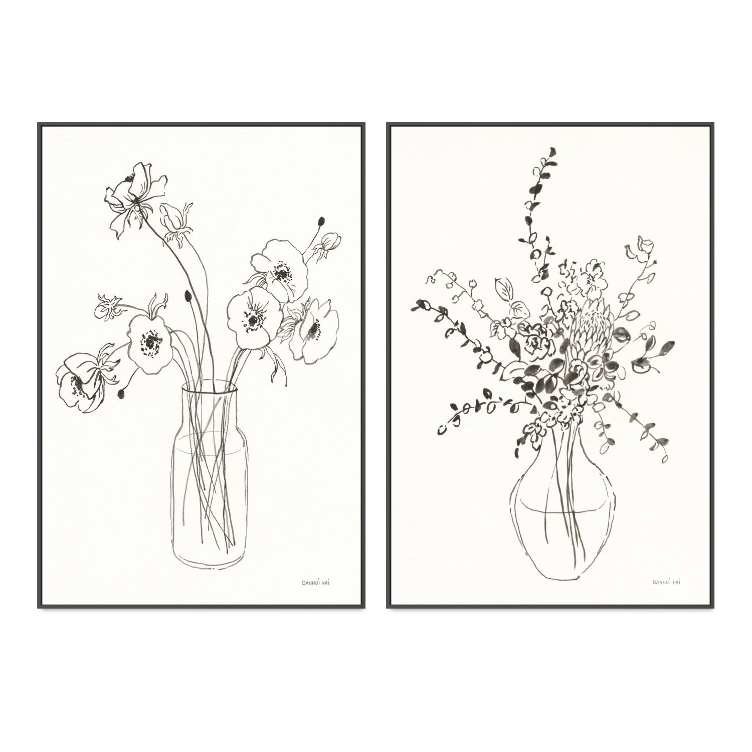 wall-art-print-canvas-poster-framed-Sketches of Spring, Style A & Style B, Set Of 2 , By Danhui Nai-GIOIA-WALL-ART