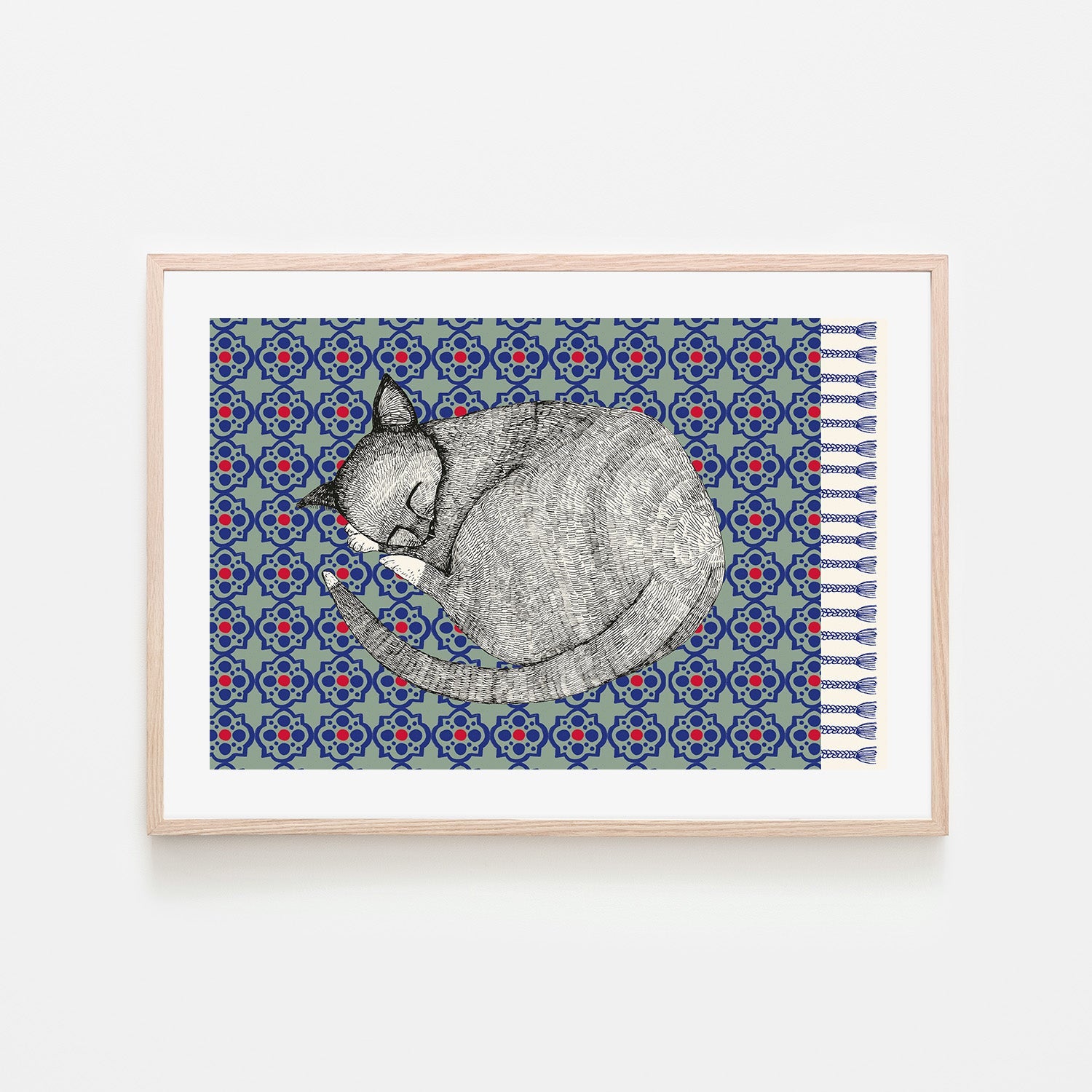 wall-art-print-canvas-poster-framed-Sleeping Cat , Style B-6