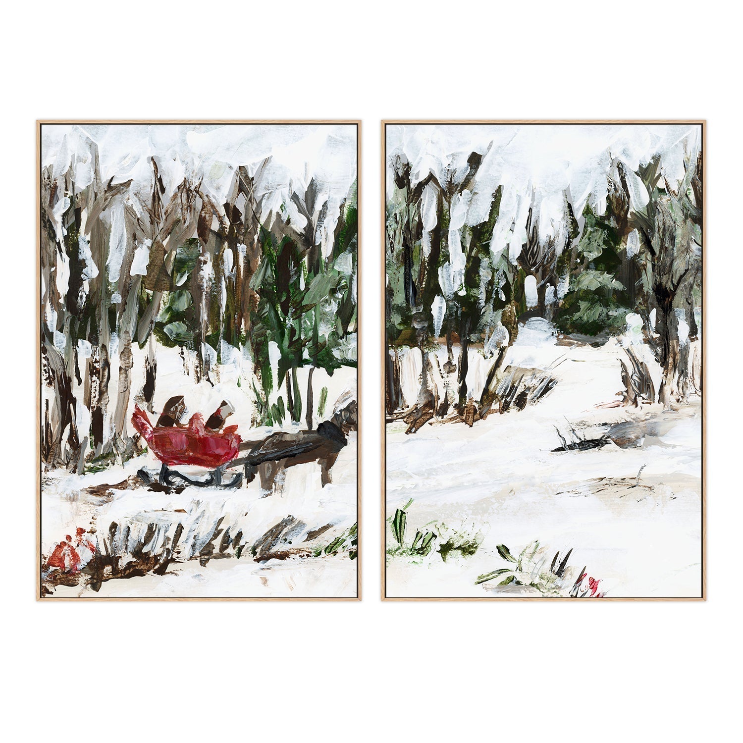wall-art-print-canvas-poster-framed-Snowy Trails , Style A & B , Set Of 2 , By Jetty Home-4