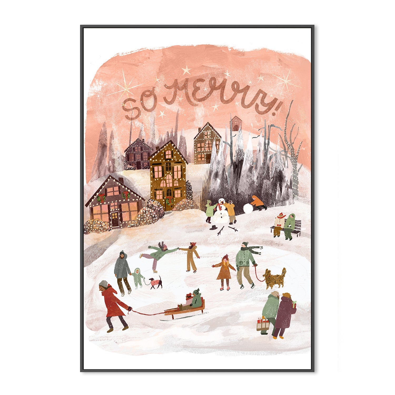 wall-art-print-canvas-poster-framed-So Merry Holiday Scene-3