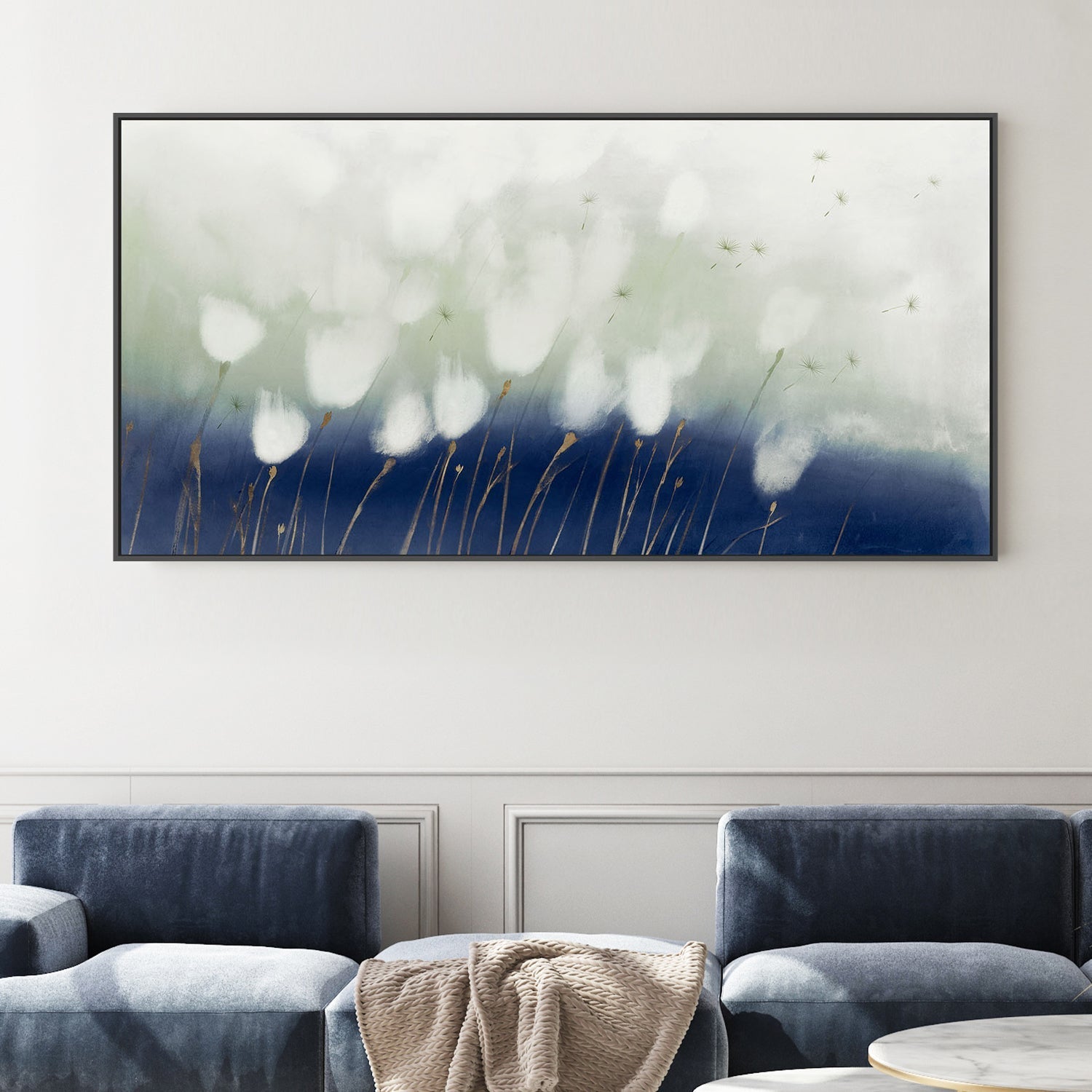 wall-art-print-canvas-poster-framed-Soft Blue Florals , By Aria K-2