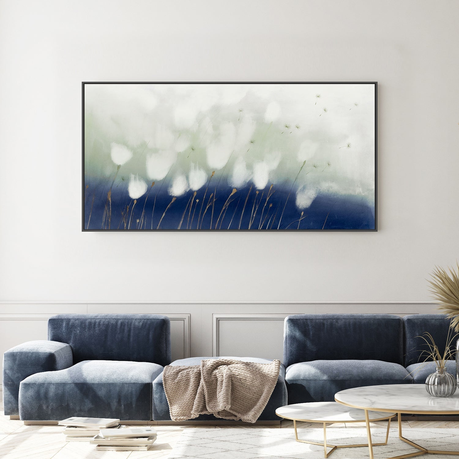 wall-art-print-canvas-poster-framed-Soft Blue Florals , By Aria K-7