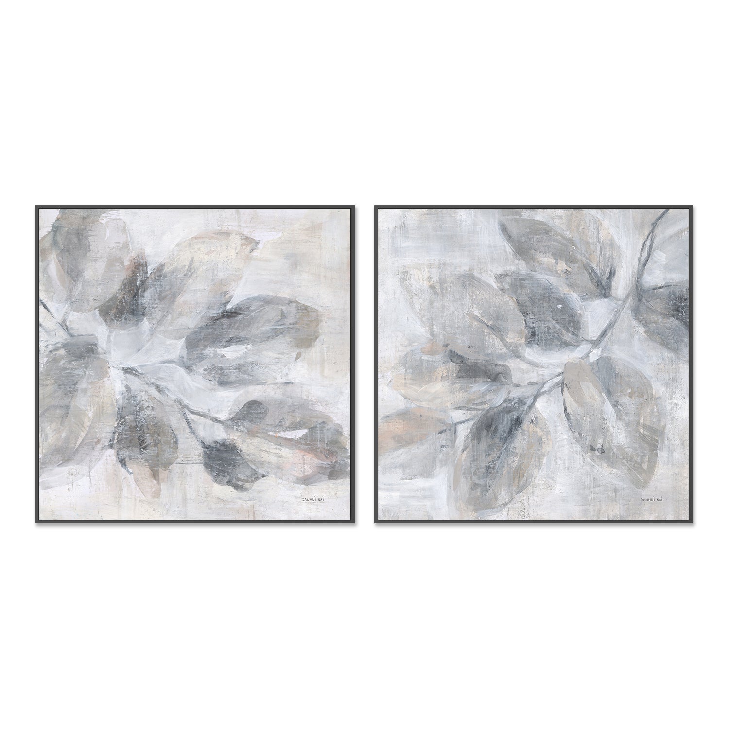 wall-art-print-canvas-poster-framed-Soft Leaves, Style A & B, Set Of 2 , By Danhui Nai-3