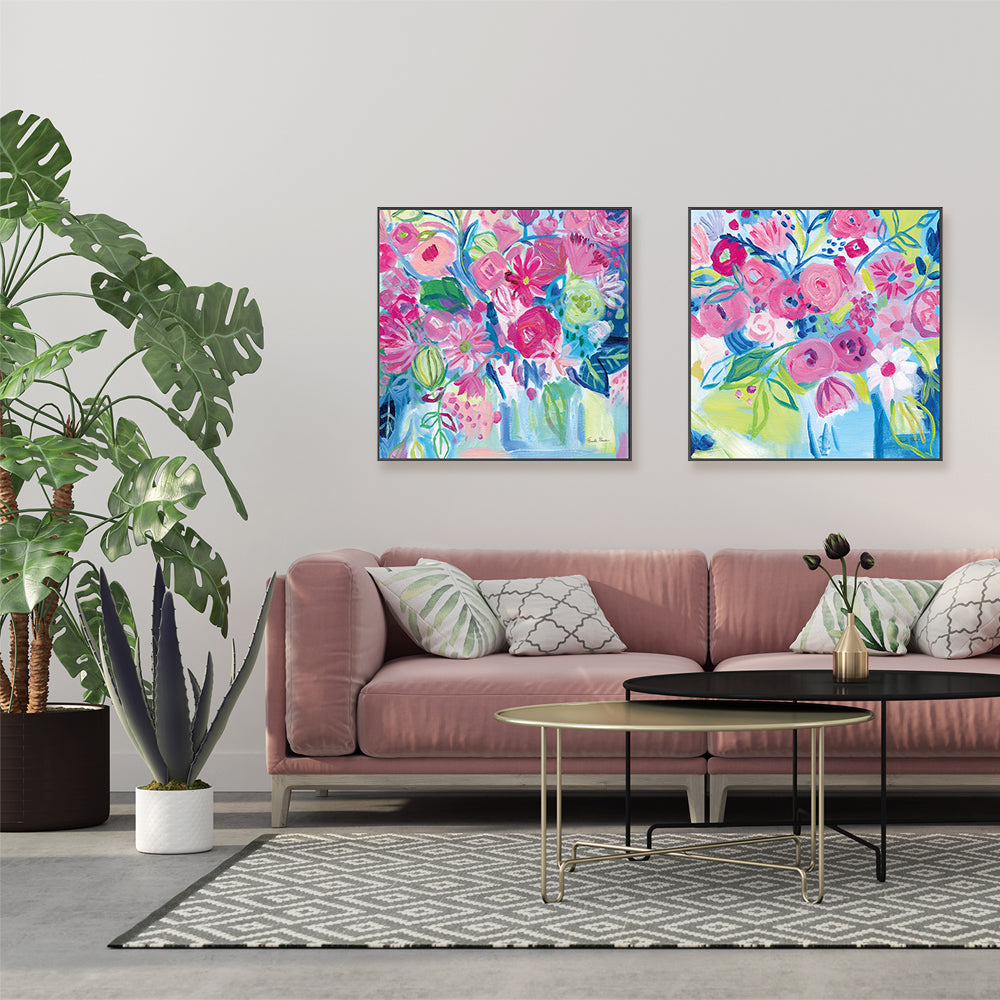 wall-art-print-canvas-poster-framed-Spring Burst, Style A & B, Set Of 2 , By Farida Zaman-GIOIA-WALL-ART