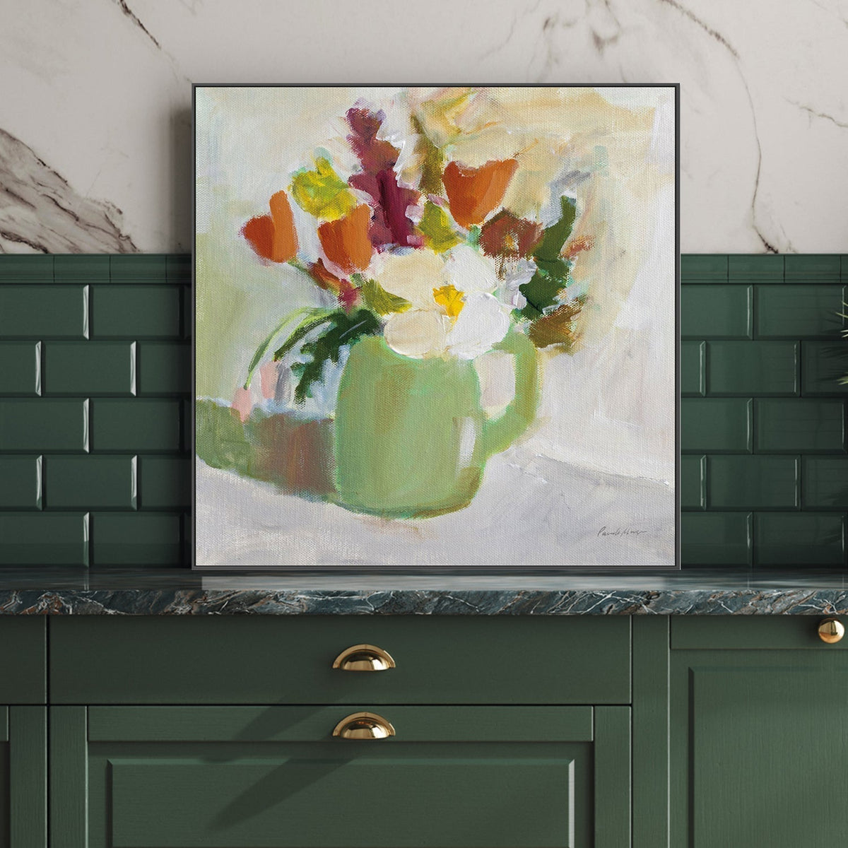 wall-art-print-canvas-poster-framed-Spring in a Green Pitcher-by-Pamela Munger-Gioia Wall Art