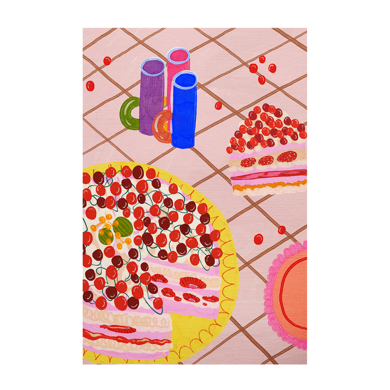 wall-art-print-canvas-poster-framed-Strawberry Cake Situation , By Kartika Paramita-1