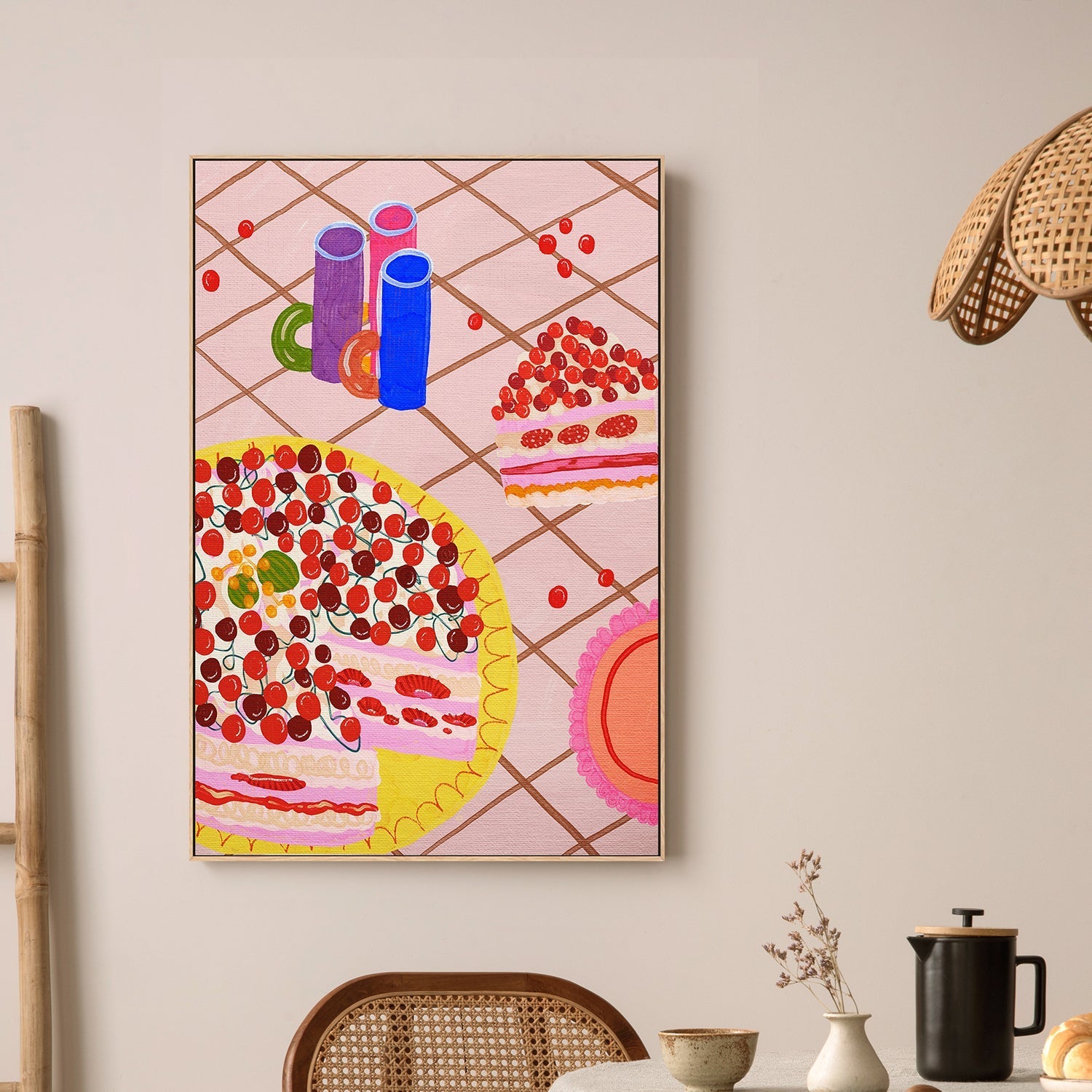 wall-art-print-canvas-poster-framed-Strawberry Cake Situation , By Kartika Paramita-2