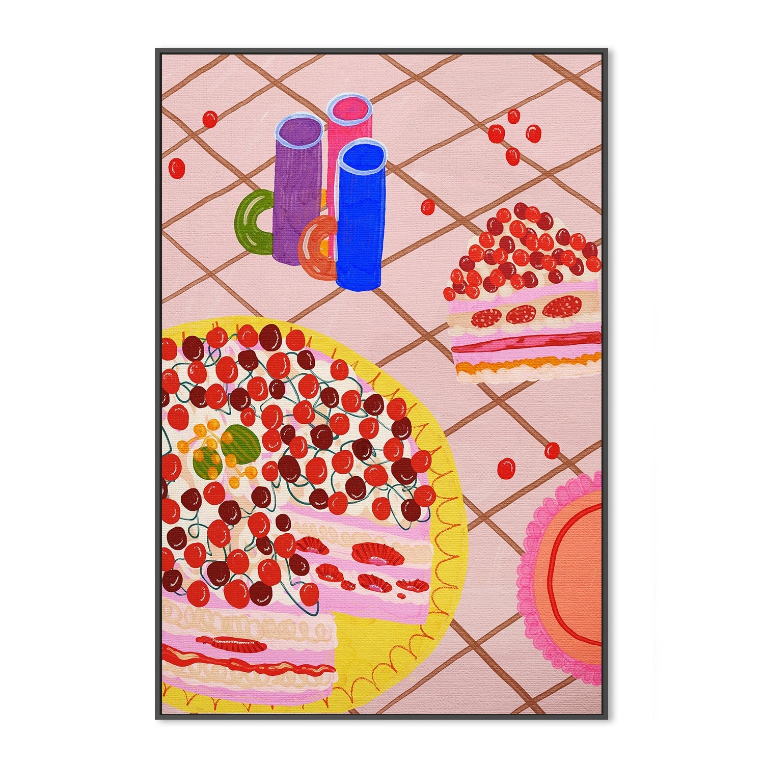 wall-art-print-canvas-poster-framed-Strawberry Cake Situation , By Kartika Paramita-3