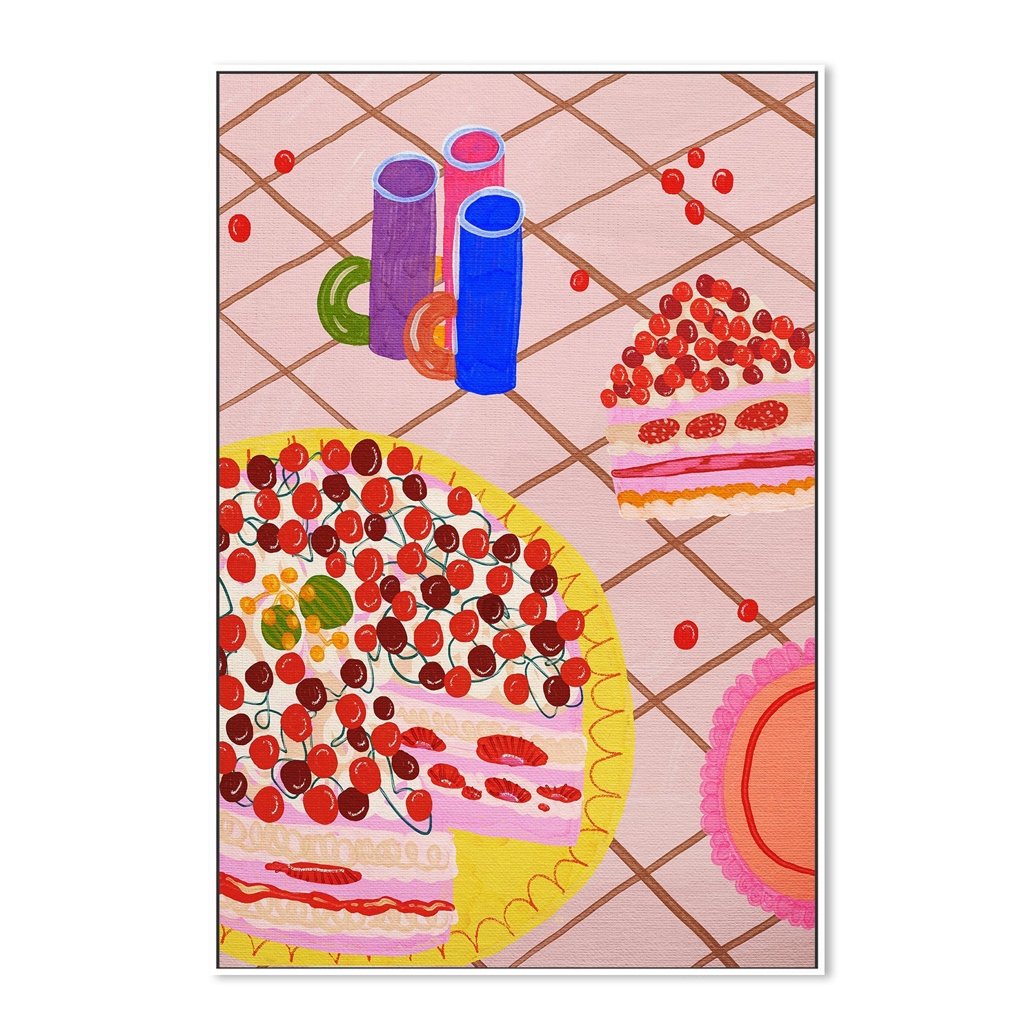 wall-art-print-canvas-poster-framed-Strawberry Cake Situation , By Kartika Paramita-5